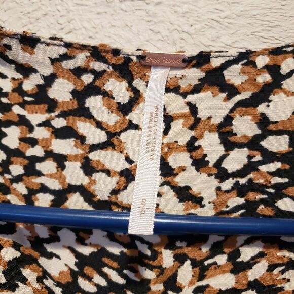 Free People French Quarter Mini Dress Leopard Wrap Ruffle Flutter Sleeve Small - Picture 2 of 12